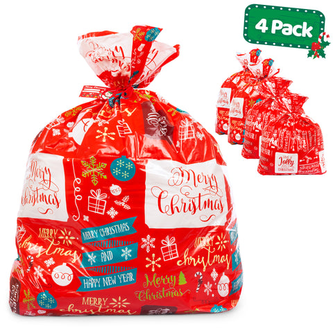 Christmas Jumbo Gift Bags Set - 36”x44” - 4 Pack