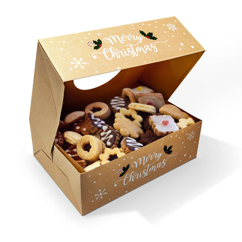 12 Pcs Christmas Cookie Box with Window Holiday Baking Pastry Treat Boxes  Container for Gifts Giving Party Supplies 