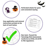 Halloween Temporary Tattoos for Kids - 144 Pack